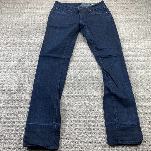 VOLCOM Riser Jeans Men 30 Dark Blue Denim Pants Slim Tapered Leg Casual Pockets - Picture 2 of 16